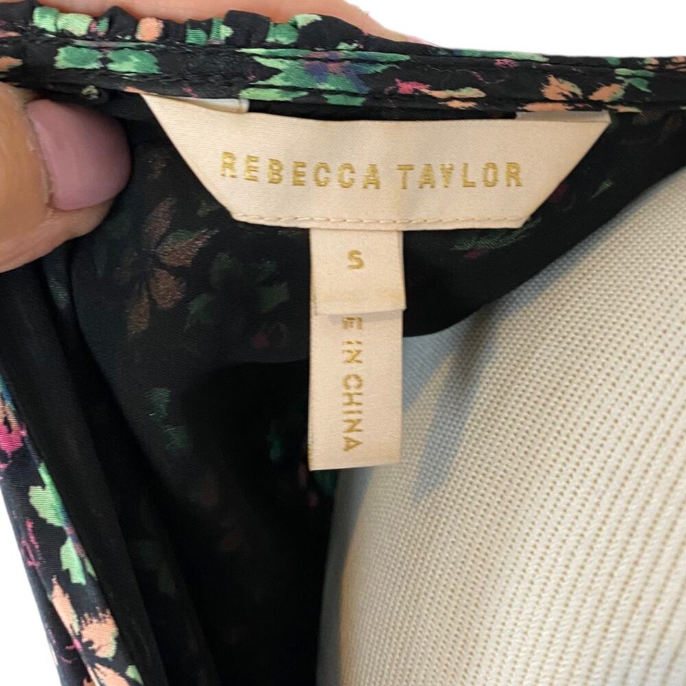 Rebecca Taylor 100% Silk Black with Floral Print Sleeveless Louisa Dress Small - Picture 10 of 10